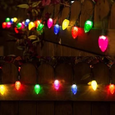 Solar Christmas Lights Outdoor C9 Strawberry String Lights, LED Christmas Fairy Lights Garden Lights for Christmas Tree, Holiday