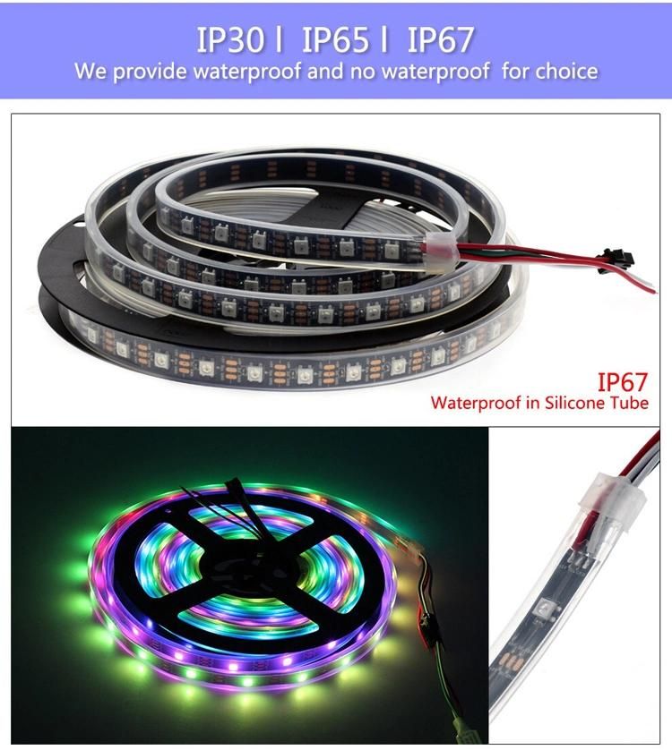 DC5V 5m Ws2812b Ws2812 LED Pixel Strip 30/60LEDs/M Programmable Individually Addressable Smart RGB Full Color LED Strip Light