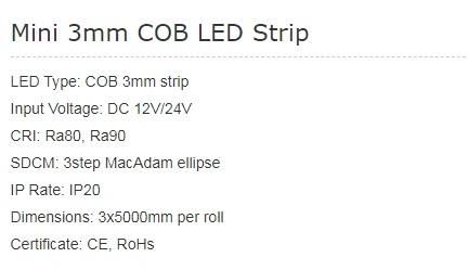 Mini COB LED Strip-Mini 3mm COB LED Strip