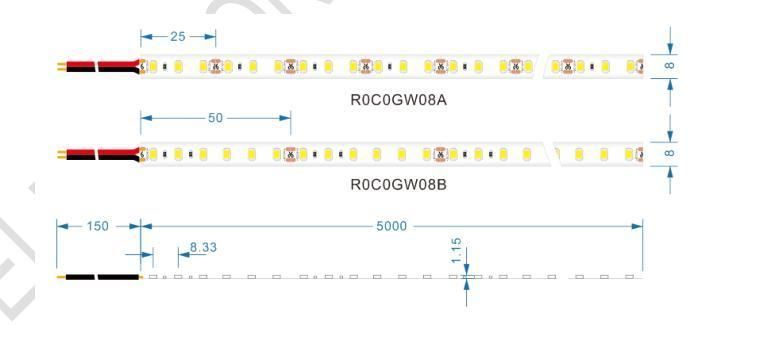 8mm FPC Width DC12V/DC24V 120 LEDs/Meter LED Strip Lighting