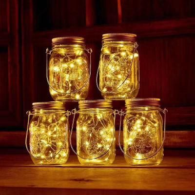 IP65 Waterproof Hanging Glass Solar Mason Jar Fairy Lights for Backyard Party Commercial Decor Home