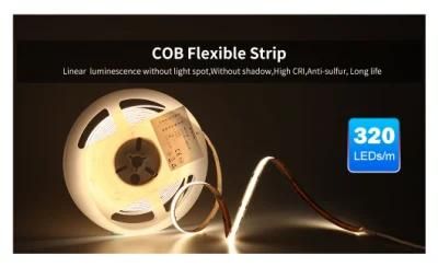 High Brightness 320LEDs DC24V LED Strip COB Flexible LED Strip Light