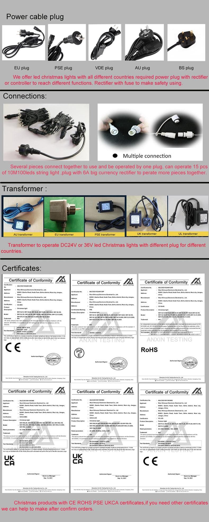 Outdoor Christmas Decorates IP65 PSE CE Certificate LED Chain Light