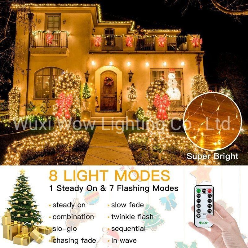 Outdoor Net Lights Garden Mesh Lights 200 LED 3m X 2m Fairy Light Net Lights Mains Powered Warm White Net Lights with Remote & Timer for Indoor Curtain Bedroom