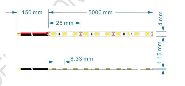 Ultra Narrow 4mm FPC Width DC12V 120 LEDs/Meter LED Strip Lighting