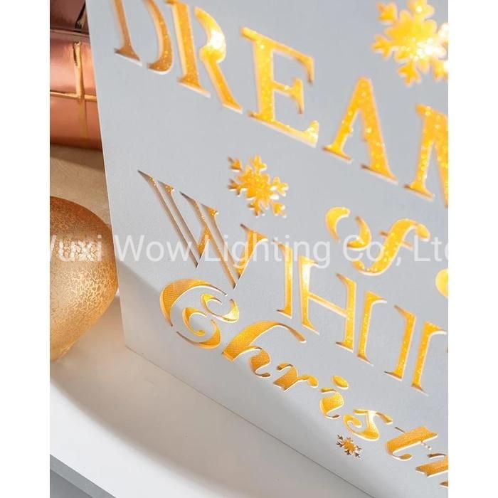 Dreaming of a White Christmas Wooden Sign with 10 Warm LED Lights 44 Cm