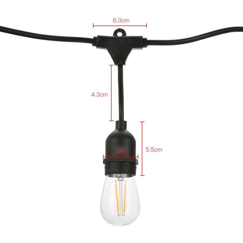 Customized Length Sockets Festoon LED Lighting Outdoor Waterproof Globe String Lights with S14 St64 A19 Edison Bulbs