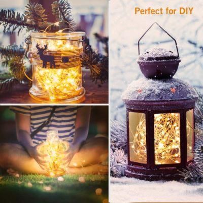 Battery LED String Lights, Christmas Decorations Lights Warm White/Four Colors Dimmable Copper Wire String Lights