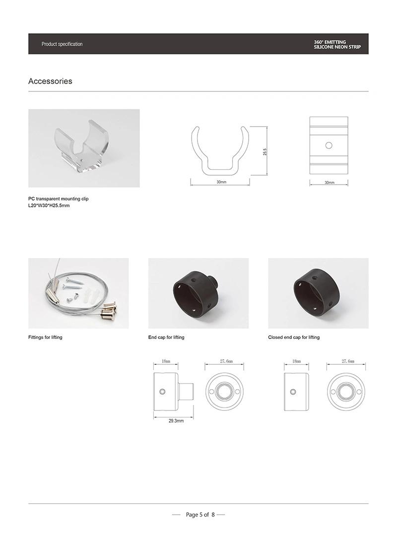 CE / RoHS / UL Listed 22mm 25mm 30mm 40mm 24V DC Low Voltage 360 Degree Emitting Silicone Round LED Rope Light