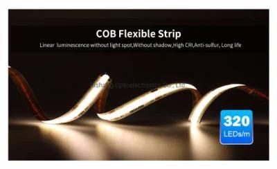 Rishang COB Flexible Strip 320LEDs DC12V 8mm LED Light