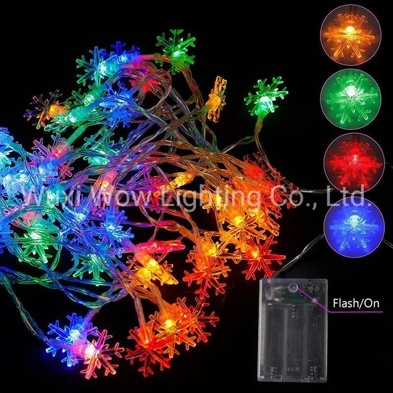 Snowflake Fairy Lights 5m 50PCS LED Battery Powered String Lights Multiple Color Changing Decoration for Christmas Bedroom Windows Curtain Wedding Birthday