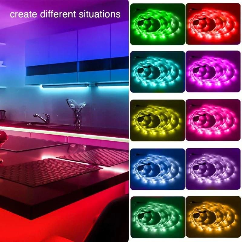 WiFi 5050 RGB Music Decoration Lamp Outdoor Waterproof Car TV Backlight Coloured Remote Smart Flexible SMD LED Strip Light with Alexa Google for Party Christmas