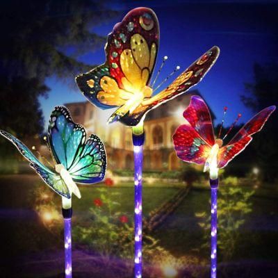 Fiber Optic Butterfly Decorative Lights with a Purple LED Light Stake
