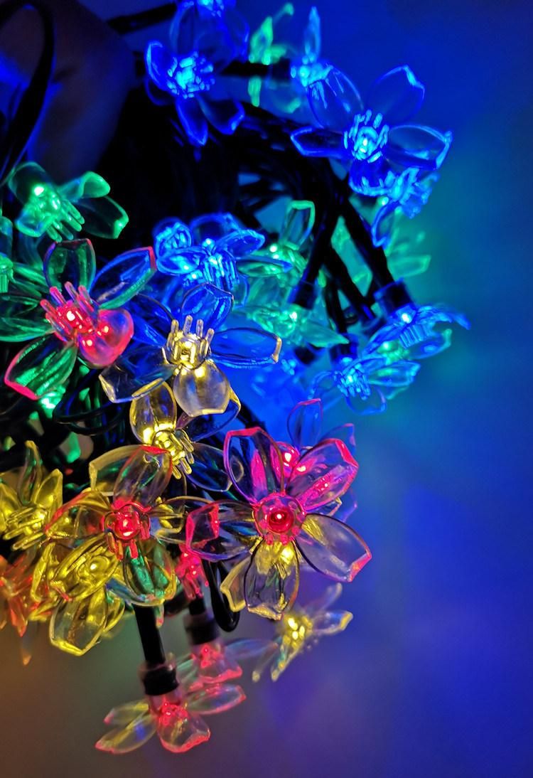Solar Garlands Light 5m 7m 12m Peach Flower Solar Lamp Power LED String Fairy Lights Garden Wedding Decor for Outdoor