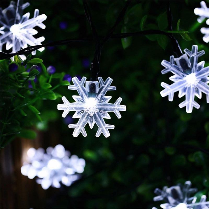 Solar Christmas Lights Outdoor, 50LED Waterproof Cool White Solar Christmas Snowflake String Lights Made in China for Christmas Tree, Party, Wedding