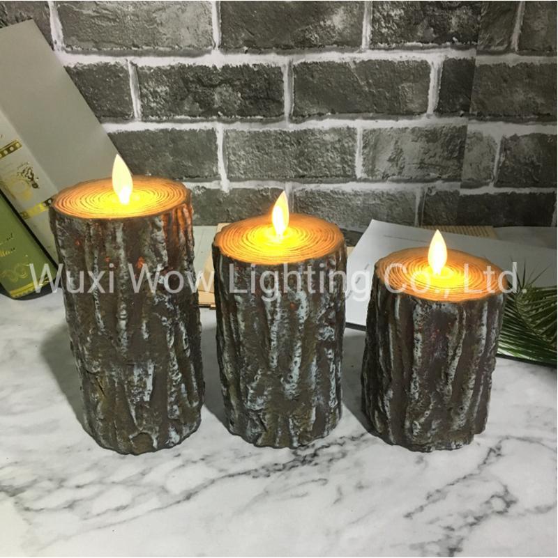 Three-Piece Set Tree Stump Candle Light LED Large Candle Light Festival Wedding Scene Decoration Props