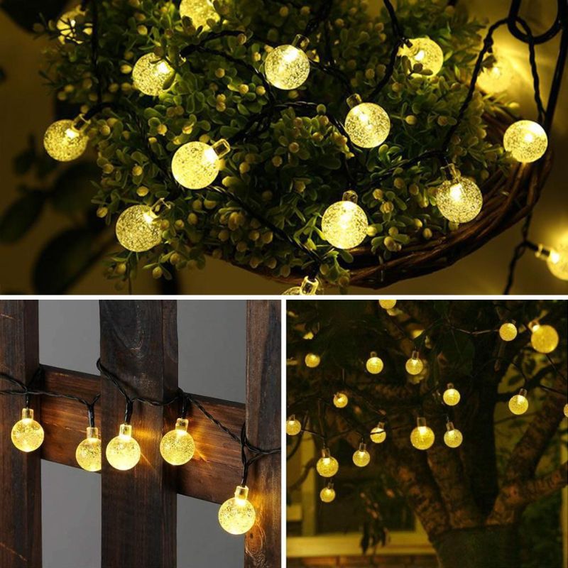 20/30/50/100/200LED 8 Mode Christmas Lights Waterproof Garden Wedding Lights Outdoor Decor Round Crystal Ball Solar Power LED String Light