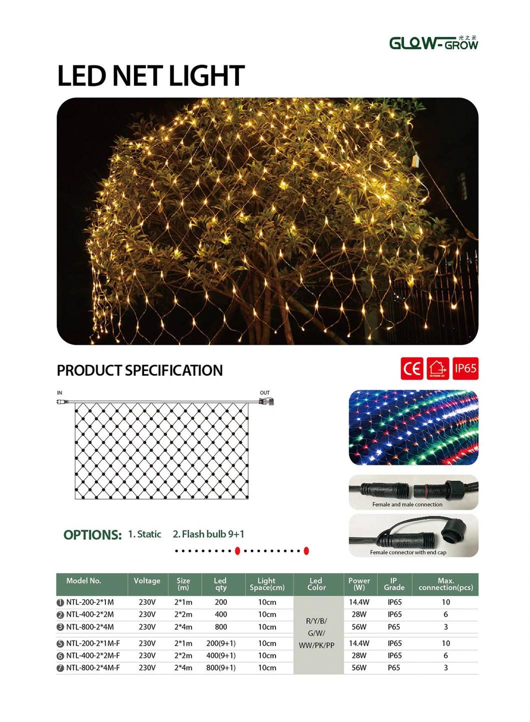 UL Listed 120V IP65 Fishing LED Curtain Net Light for Christmas Wedding Hanging String Light with 400 (9+1) LEDs