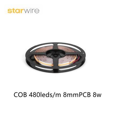 High Efficiency 480LEDs/M 24V 8mmpcb COB LED Strip