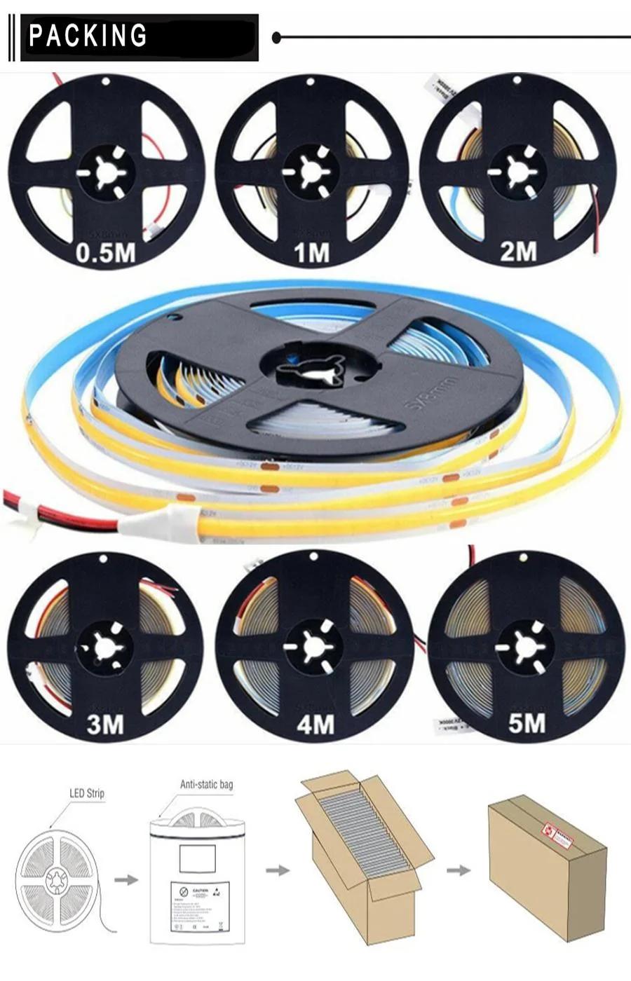 8mm 180degree 512LED/M DC12V/24V COB LED Strip with 3year Warranty