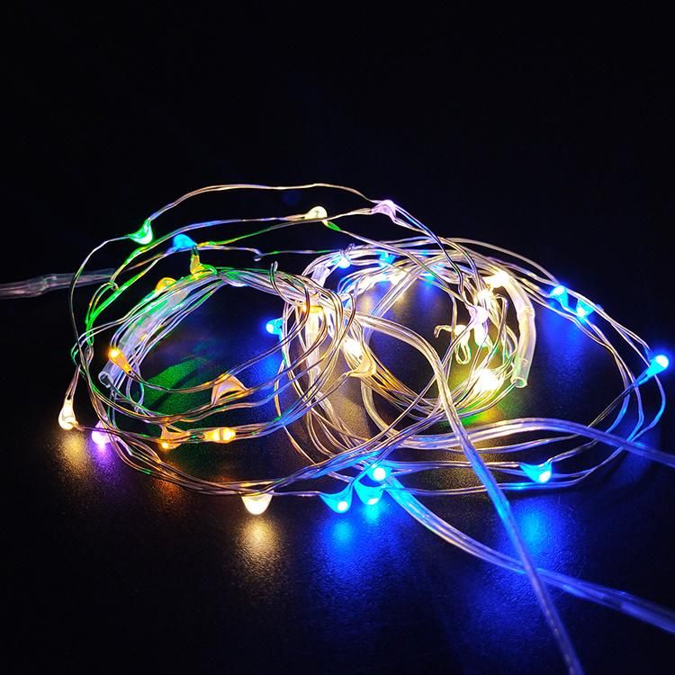 Waterproof 1m 10 Silver Wire Micro LED String Lights with Battery