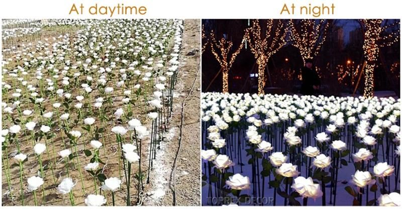 Garden Lights Wedding Favors Decorative Waterproof Outdoor Artificial LED Rose Flower Stem