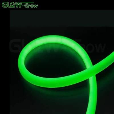 Green IP65 Waterproof 120V 14mm 360 LED Neon Flex Rope Light LED Strip Green for Bar Park Project Decoration