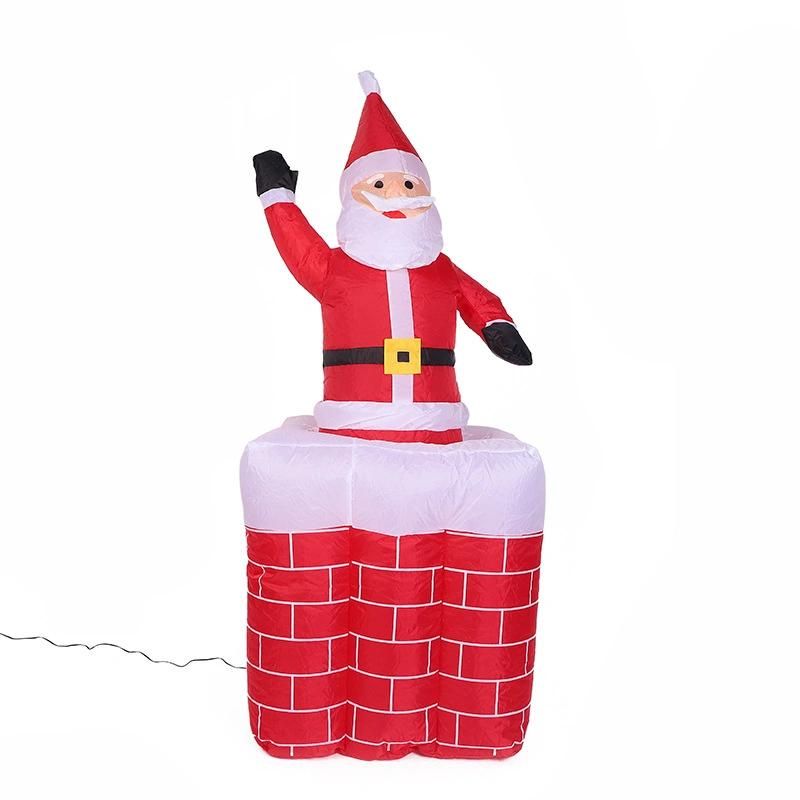 Christmas Inflatable Santa Claus on Sleigh with 3 Reindeer & Christmas Tree Light