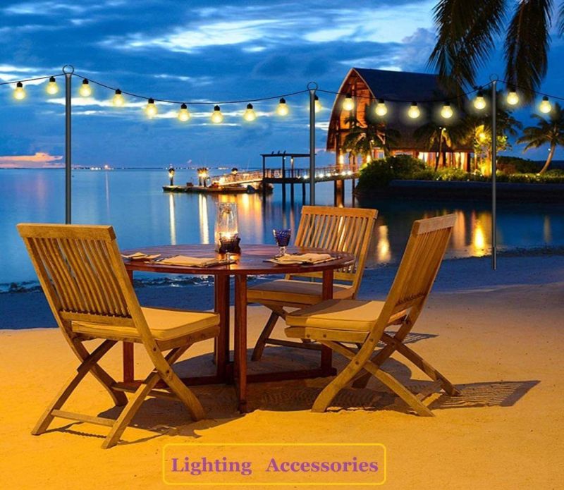 String Light Pole, Stainless Steel Festoon Lantern Pole Shepherd Crook Hook Garland Bracket for Wedding Party Gathering Festivals