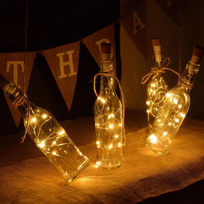 New Arrival Romantic LED Bottle Cork Light with Copper Wire String Light for Party Bar Christmas Decoration USB Rechargeable