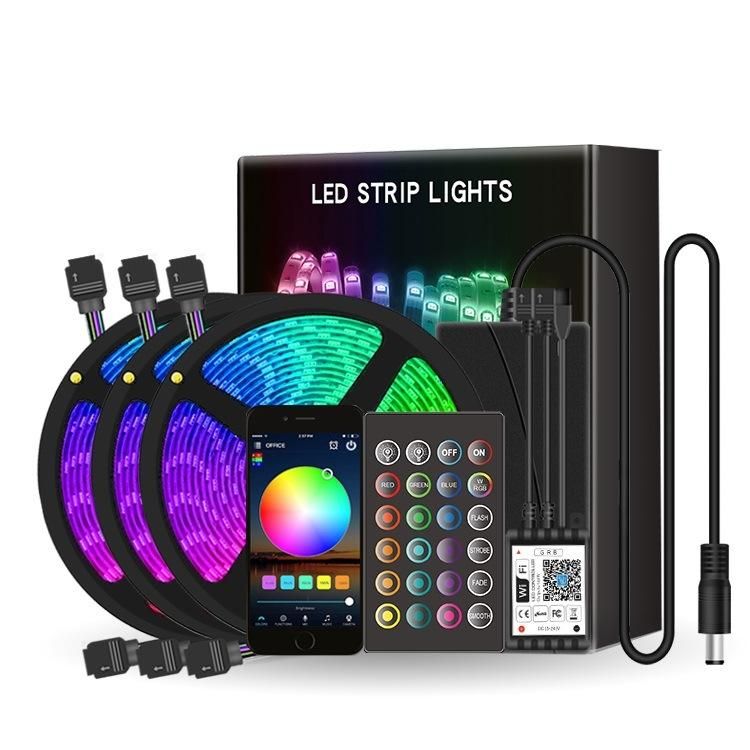 Wholesale 12V 5m 10m 15m 20m Waterproof WiFi 5050 RGB TV Backlight Flexible SMD LED Strip Lights with Alexa Google for Party Christmas Tree Decoration Price