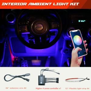 APP Remote Controll DC 12V LED Music Light Strip Interior Car Light Kit
