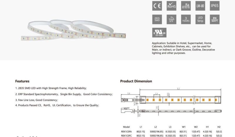 High Reliability IP65 Waterproof LED Strips 12V24V Flexible LED Strip Lights