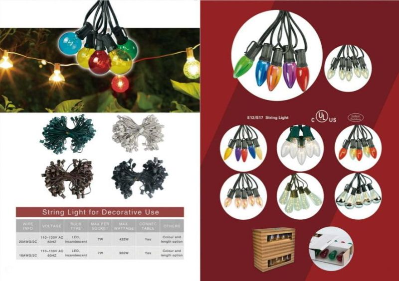 20 Lights Outdoor Electric G40 Multi Colored Edison Bulbs Christmas String Lights