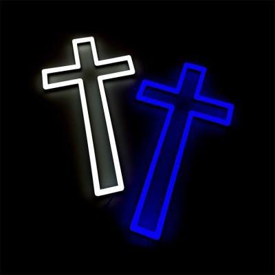 Drop Shipping Wal Mounted Decorative Silicon LED Sign Acrylic Custom Home Christian Cross LED Neon Sign