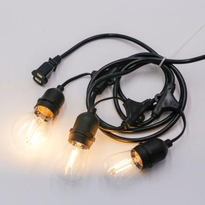 24 Sockets Male Female Connector LED String Light S14 S60 Bulbs