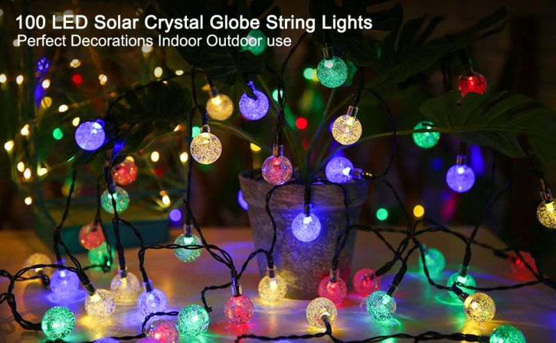 Waterproof Solar String Lights Outdoor Crystal Globe Lights Fairy Lights