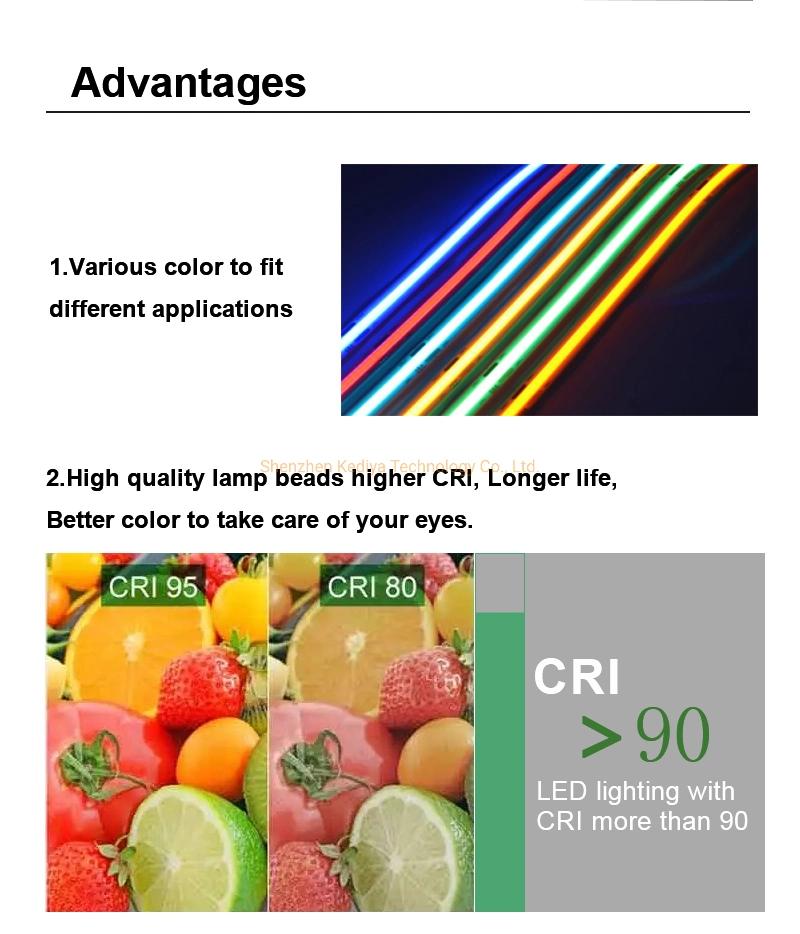 CE RoHS 384 LEDs High CRI90 8mm COB Flexible LED Strip Light