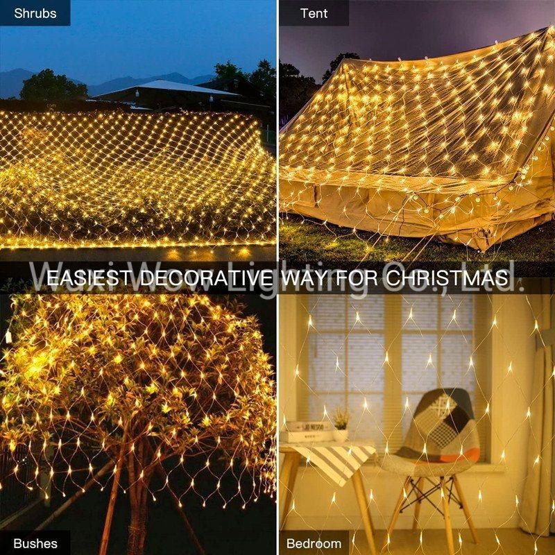 Outdoor Net Lights Garden Mesh Lights 200 LED 3m X 2m Fairy Light Net Lights Mains Powered Warm White Net Lights with Remote & Timer for Indoor Curtain Bedroom