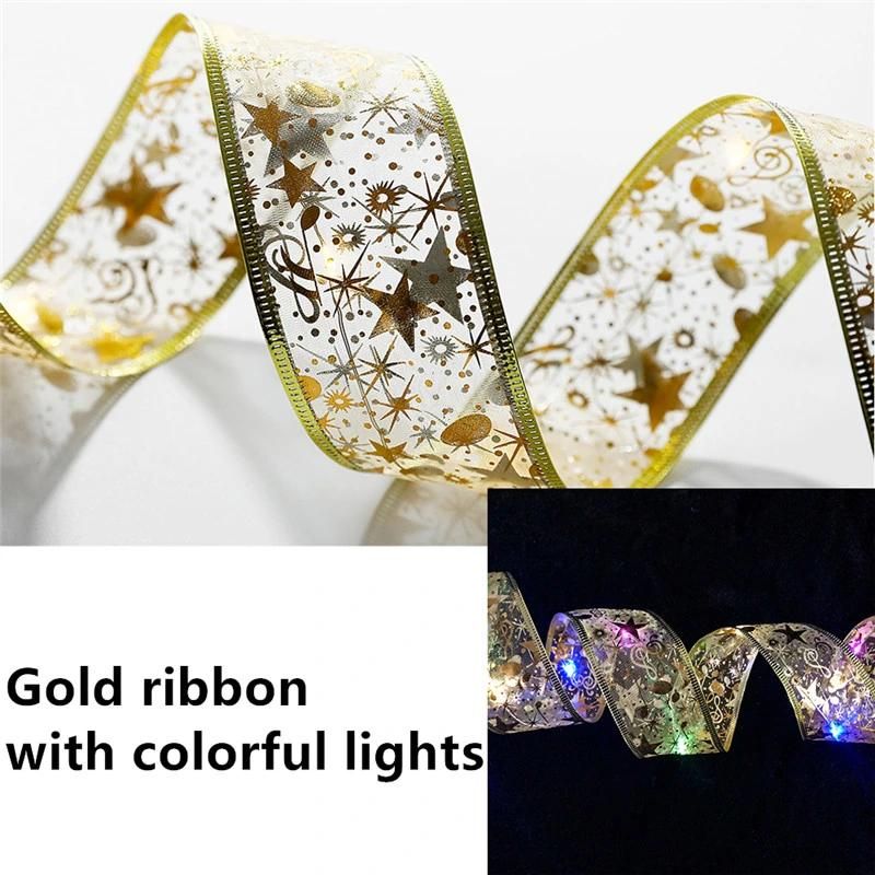 1m/2m/5m Christmas Decoration LED Ribbon Lights Color Bronzing Ribbons