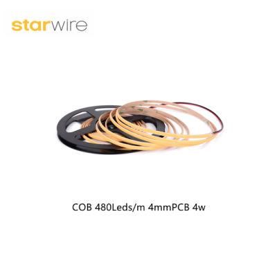 4mm Mini PCB COB LED Strip 4W 480LEDs/M