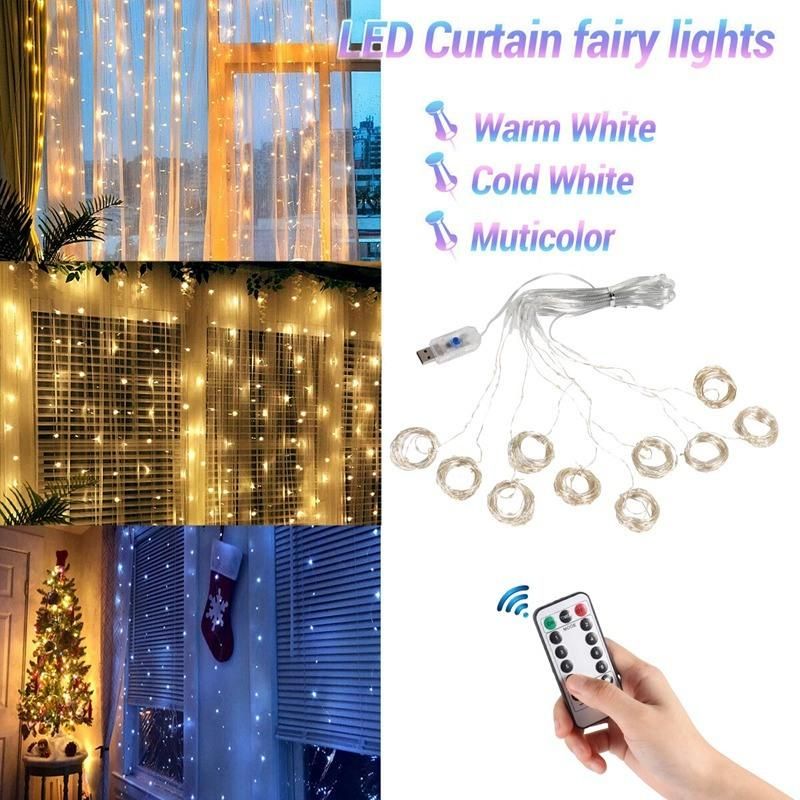 Christmas Lights Curtain Garland Merry Christmas Decorations Home Christmas Gifts