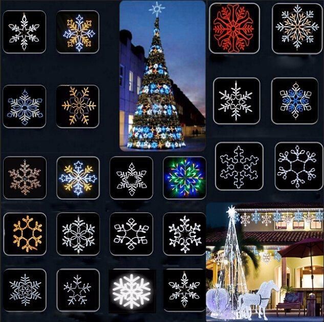 Mounted Hanging PVC IP65 Snowflake Motif LED Christmas Lights for Outdoor Decoration