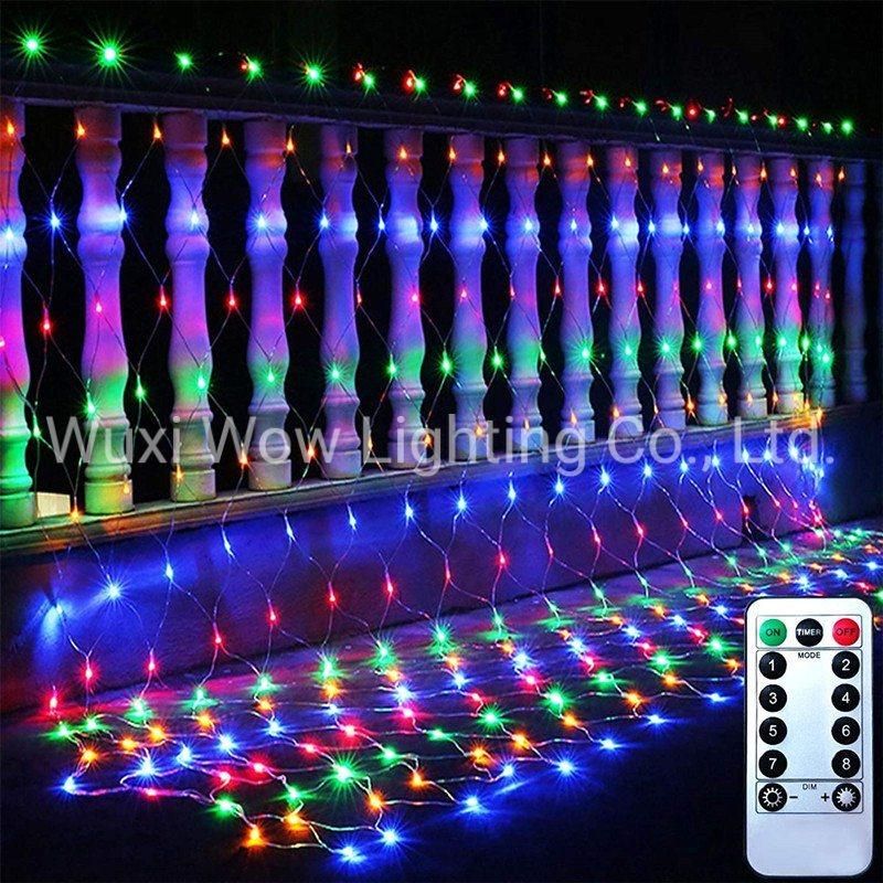 300 LED 4m X 2m Mesh Light Outdoor Net Lights Mains Powered Multi-Colour Christmas Garden Fairy Lights for Patio Gazebo Conservatory Roof Bushes Christmas Tree