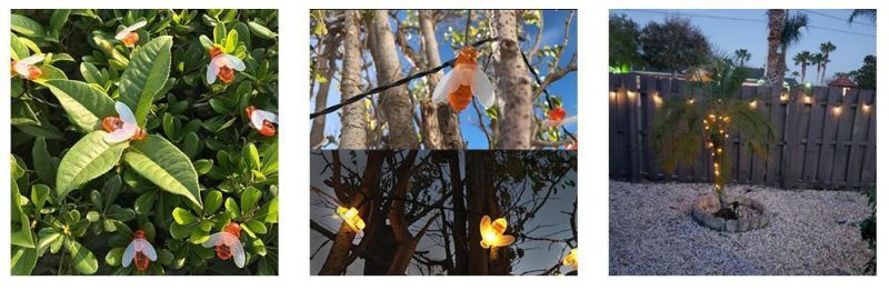 Solar Powered Bee String Lights, LED Lights Waterproof, Honeybees Solar Fairy Lights for Garden Patio Christmas Party