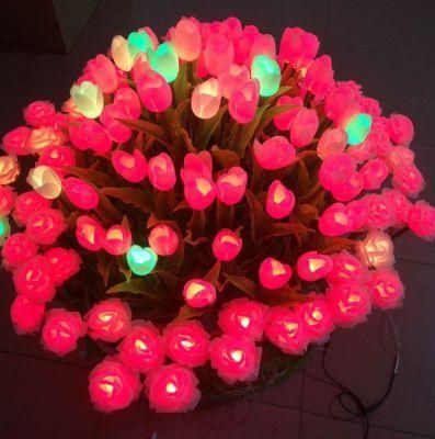 Waterproof 12V LED Ground Buried Stand Decoration RGB LED Rose Flower for Outdoor