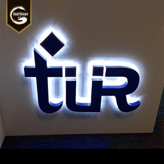 Reverse Channel Letter Signs Stainless Steel LED Backlit Logo 3D Letter