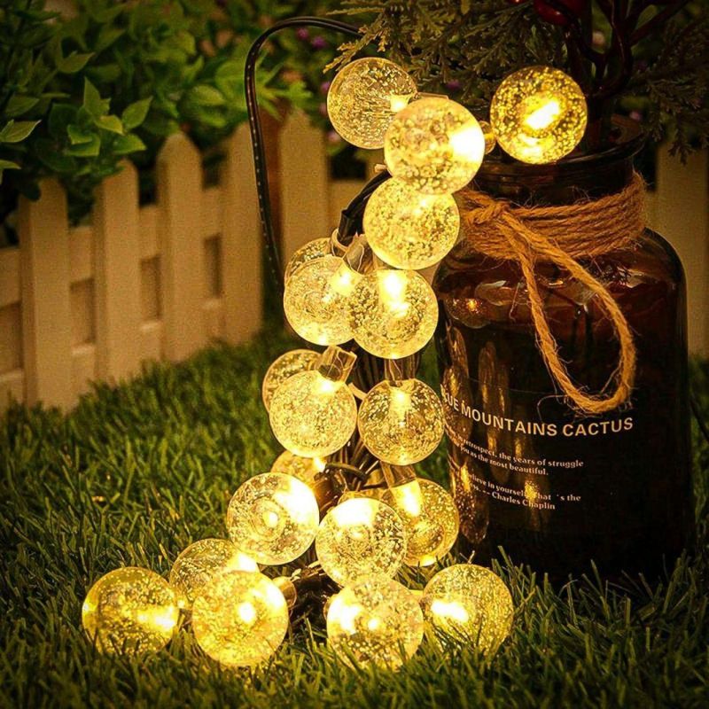 20/30/50/100/200LED 8 Mode Christmas Lights Waterproof Garden Wedding Lights Outdoor Decor Round Crystal Ball Solar Power LED String Light