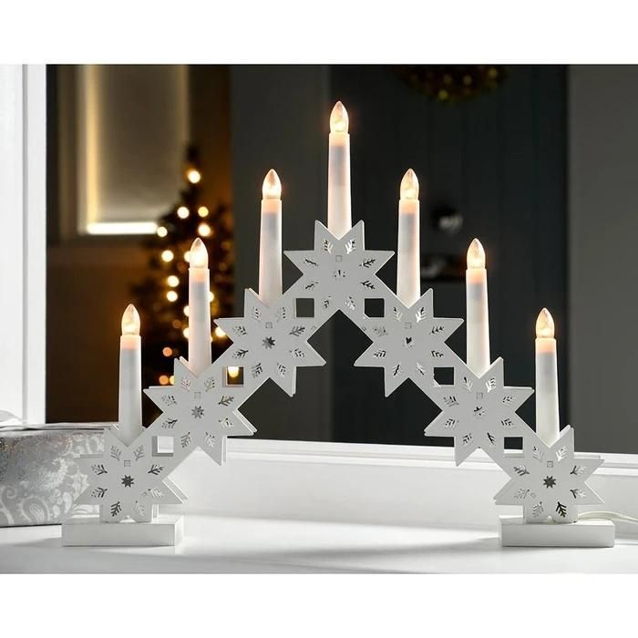 Candle Bridge Arch Table Decoration Wood 33.5 Cm White