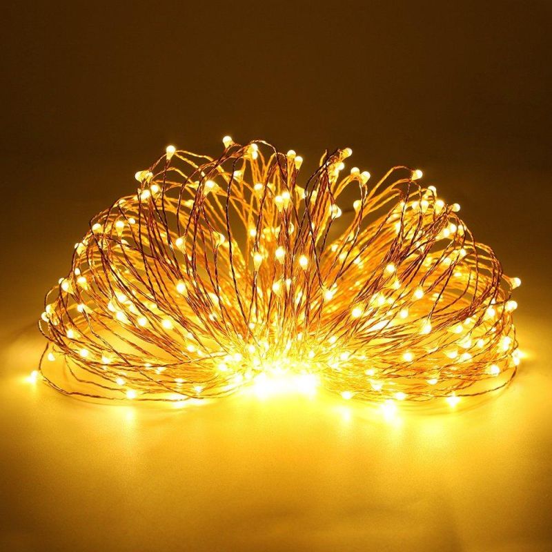 Dual-Color LED String Lights, 33 FT 100 LEDs Plug in Copper Wire 8 Modes Dimmable Fairy Lights with Remote Timer